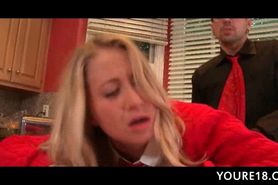 Hot blonde school doll pussy banged up skirt 