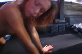 Slim amateur hoe banged doggy style in bus