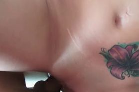 Brunette busty latina jumping shaft on a couch