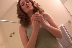 Redhead teen cutie strips and shows bobbies