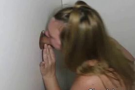 Blonde Taking Multiple Facials At A Glory Hole