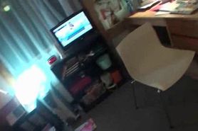 Naked college slut riding and sucking dick