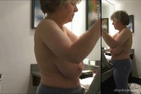 Mom showers her sexy curvy body