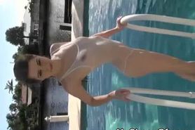 Hotty Brunette Swims Then Sucks Dick