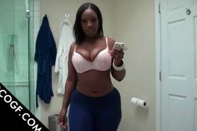 Busty Choco girl working her huge ass in POV