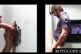 Teen gay gives boner to straight dude on gloryhole