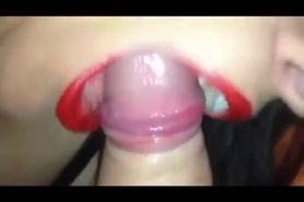 Kikimari red lipstick blowjob
