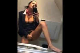 Hot girl strips and masturbates on an airplane!