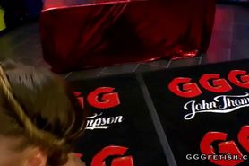 Slut shows gangbang anal with blowjob on huge cock