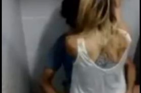 Slut fucked in bathroom stall