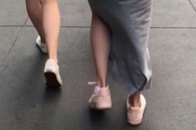 Voyeur Blonde with long skirt and bubble butt