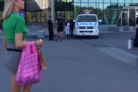 Voyeur Sexy blonde in a skirt