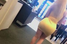 Voyeur blonde yellow dress
