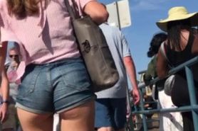 voyeur cheeks in jeans shorts
