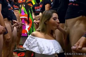 Group banged cumshots and bukkakes on czech kattie hill