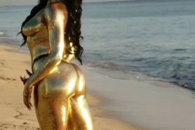 Body Paint on Black Chick with Fat Ass