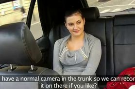 Fake taxi driver fucks busty brunette on backseat