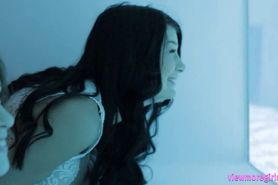 Supercute teens 3some with their guest