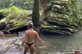 Blonde Chick fucked and creampied by the river