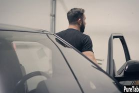 Crazy blonde MILF tricked naive guy after he seen her