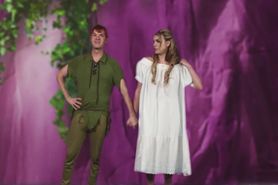 Horny Peter Pan sucked by two really randy babes in thi