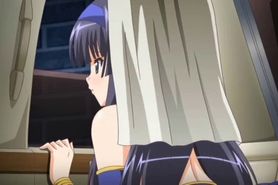 Sweet hentai babe blowing shaft in close-up