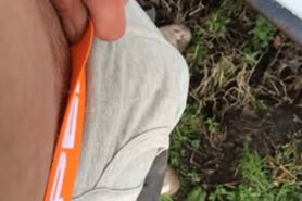 exposing my big white cock outdoors