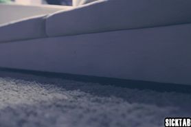 Cuddly MILF sucks big hard cock with sexy brunette babe