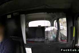 Chubby tattooed blonde fucked in taxi