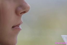 Tight teen Anjelica gets mouthful of cum