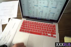 Before hardcore sex MILF massage guys penis so nice