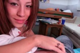 College hoe giving BJ and humping dick in front of her 