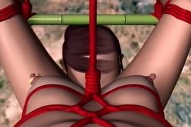Superb anime chick in ropes pussy banged hard