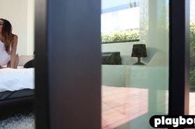 Perfect big tits MILF enjoys posing action in lingerie