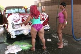 Erotic car wash with big ass nympho ebony tramps