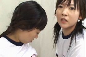 Jap school girls toying and strapon fucking man ass