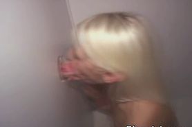Cute Blonde Spitting Out Cumshot At A Glory Hole