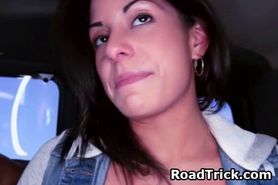 Brunette Sucks Black Dick In Backseat