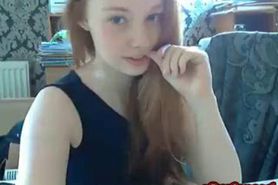 Hot redhead teen fingers ass and rubs pussy on cam