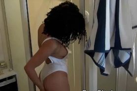 Cute Black Ex Sucks Dick On Her Knees