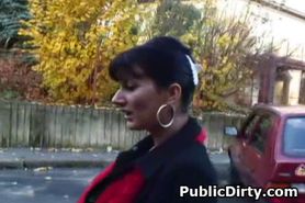 Slutty Euro Brunette Sucks In Public