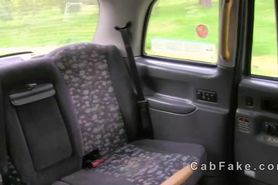 Brunette porn actress fucking in fake taxi