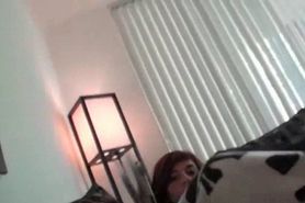 Teen cutie blowing her boyfriends hard cock in bed