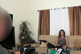 Fake agent midget fucks hot brunette amateur babe