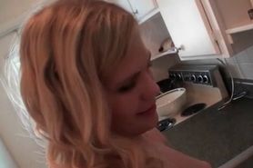 Blonde GF eats and stuffs her pussy with long and hard 