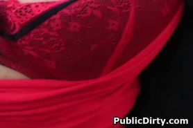 Brunette Flashing Outdoors In Public