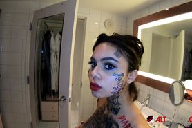 Genevieve Sinn pounded while having her face tattooed