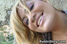 Spanish Blonde Fucked And Taking Facial In Public