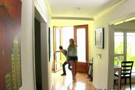 Cheating Brunette Girlfriend Sucks Dick On A Sofa