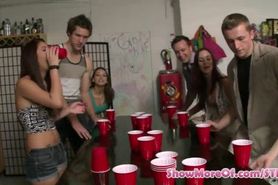College girls enjoy flip cup challenge